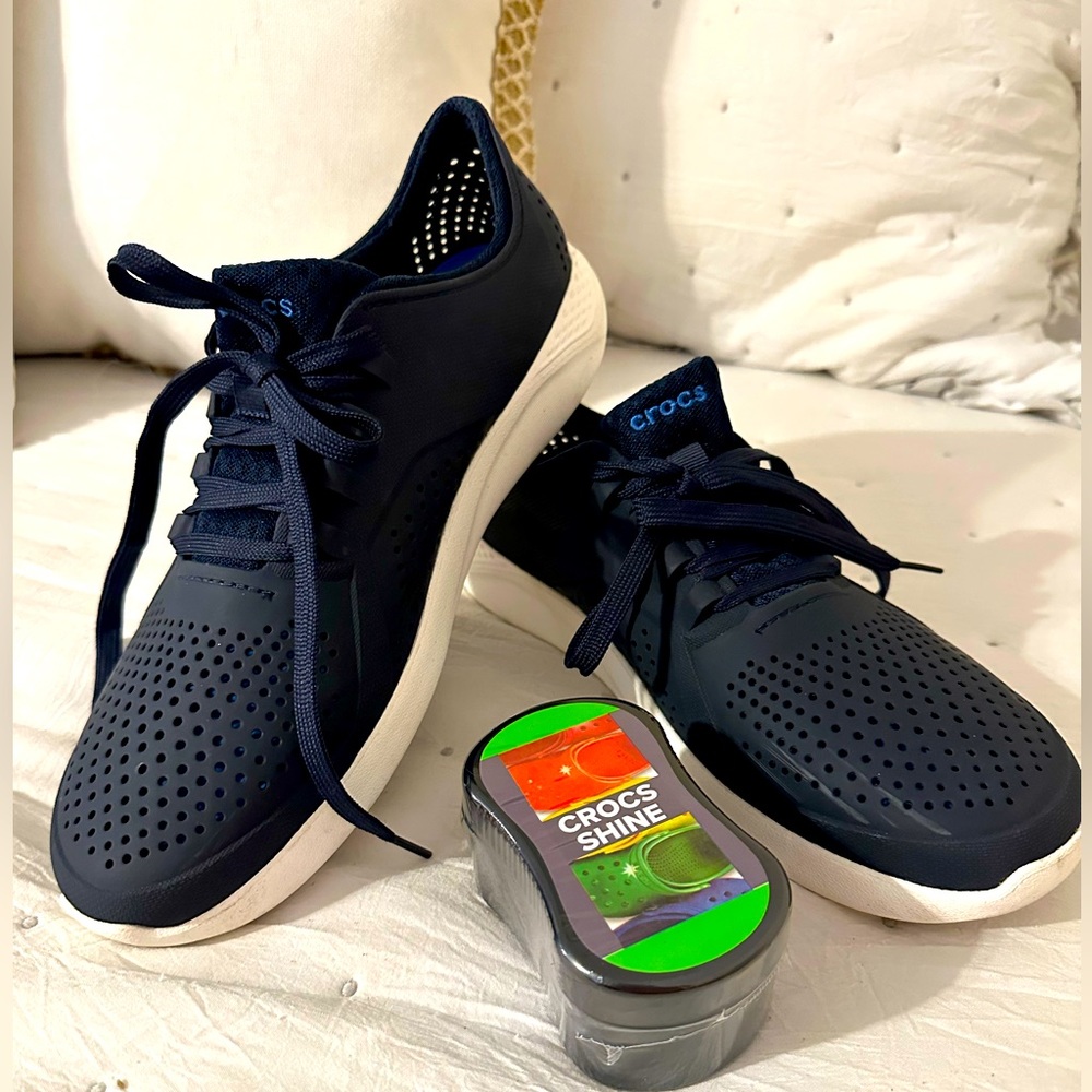 Crocs Men's Navy Blue LiteRide Pacer Sneaker with Crocs Shine